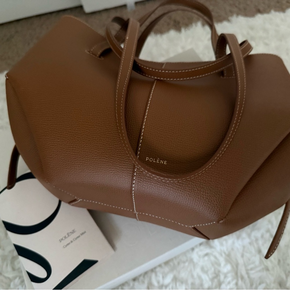 Brown CAMEL POLENE small CYME TOTE  Leather Women's Bag NWT